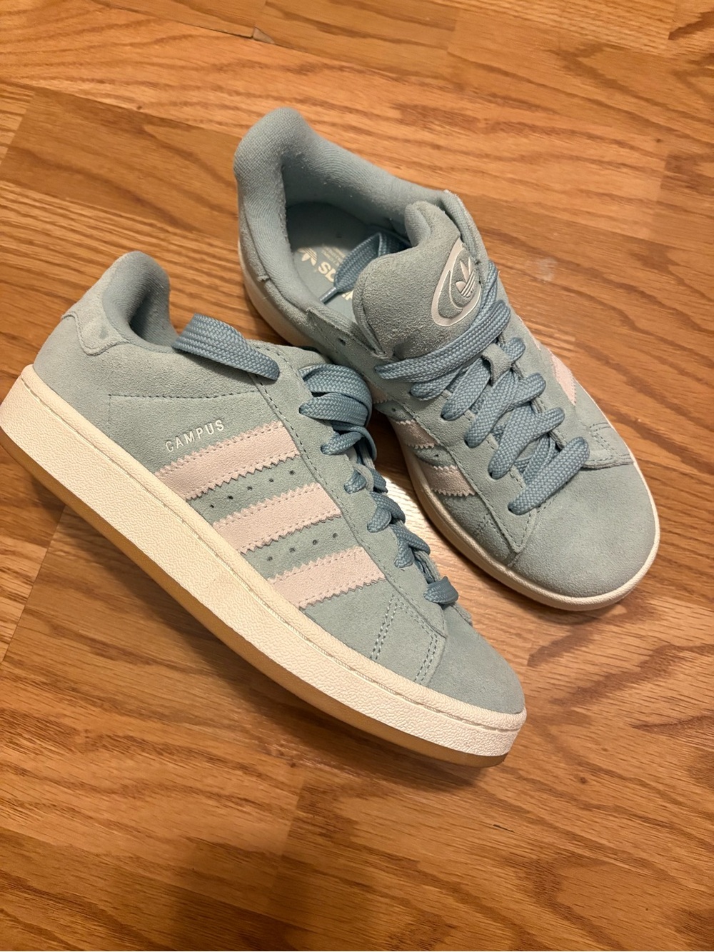 adidas Campus Suede Sneakers in Light Blue and White - Women Size 7